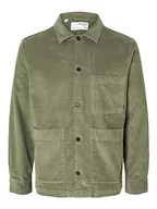 Koszule męskie - SELETED HOMME Męska koszula sztruksowa Slhloosetony-Cord Overshirt Noos, zielony, S - miniaturka - grafika 1