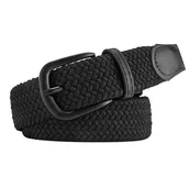 Paski - Elastyczny czarny elegancki pasek pleciony parciany do spodni mocny - miniaturka - grafika 1