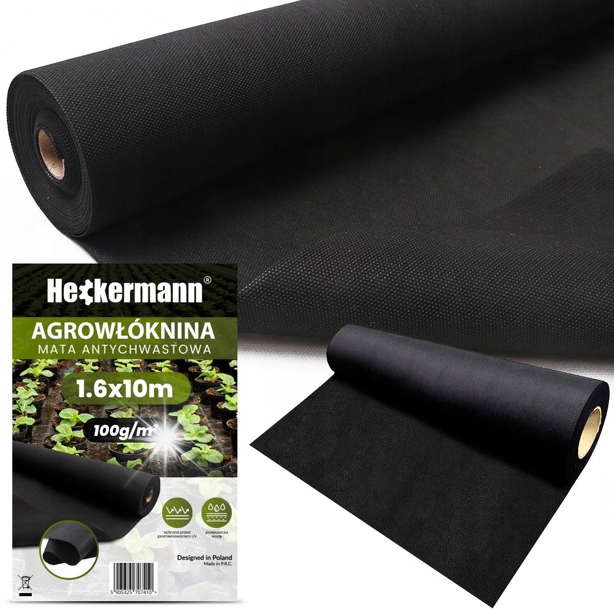 AGROTKANINA AGROWŁÓKNINA MATA ANTYCHWASTOWA CZARNA UV 3% 1,6x10m 100g/m2