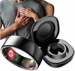 Rozmiar 10 Smart ring Inteligentny pierścień obrączka Tętno Kroki Czarny - Smartband - miniaturka - grafika 1