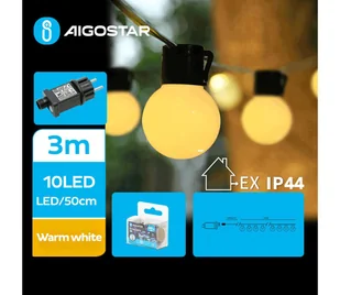 Aigostar - Zewnętrzny łańcuch dekoracyjny LED 10xLED/3m IP44 ciepła biel - Lampy ogrodowe - miniaturka - grafika 1