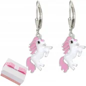 Biżuteria dla dzieci - KOLCZYKI SREBRNE DLA DZIEWCZYNKI jednorożce z kryształkami - miniaturka - grafika 1
