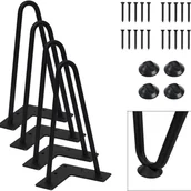 Zawiasy, okucia i inne akcesoria - Nogi stołu z 2 słupkami, odpowiednie do stolika kawowego, stołu jadalnego, stolika nocnego, wysokość 15 cm (czarne, 4 sztuki) - miniaturka - grafika 1