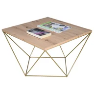 Ławy i stoliki kawowe - Minimalistyczny stolik kawowy dąb artisan + złoty P8-D52 - miniaturka - grafika 1