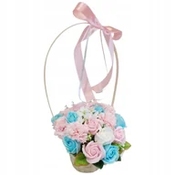 Sztuczne kwiaty - Bukiet Kosz z różami mydlanymi kwiaty mydlane WYJĄTKOWY Prezent dla Kobiety - miniaturka - grafika 1