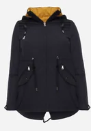 Kurtki damskie - Granatowo-Żółta Przejściowa Kurtka Dwustronna o Kroju Parki z Pikowaniem Wewnątrz Zidelle - miniaturka - grafika 1