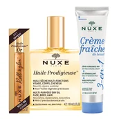 Zestawy kosmetyków damskich - Zestaw Nuxe Huile Prodigieuse, suchy olejek do pielęgnacji ciała, twarzy i włosów, 100 ml + Huile Prodigieuse Or, olejek roll-on, 8 ml + krem nawilżający 3w1, 100 ml za 1 grosz - miniaturka - grafika 1