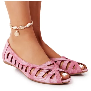 Skórzane Baleriny Maciejka Czerwone 04506-28 - Baleriny - miniaturka - grafika 1