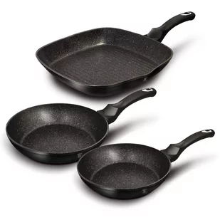 ZESTAW 3 PATELNI GRANITOWYCH BERLINGER HAUS BH-6157 BLACK SILVER - Zestawy garnków i patelni - miniaturka - grafika 1