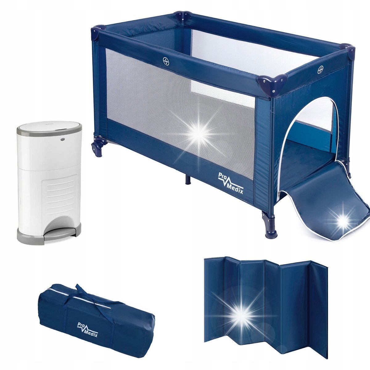 ŁÓŻECZKO TURYSTYCZNE DLA DZIECI SKŁADANE KOJEC + POJEMNIK NA PIELUCHY 26 L