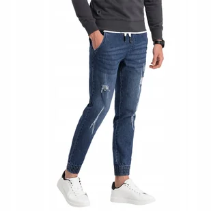 Spodnie męskie JOGGERY jeansowe przetarcia niebieskie V3 OM-PADJ-0150 XL - Spodnie męskie - miniaturka - grafika 1