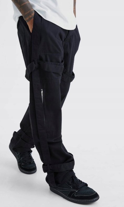 BOOHOOMAN SPODNIE MĘSKIE CZARNE BOJÓWKI 30 EJB