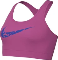 Biustonosze - Nike Damski biustonosz W Nk Swsh Ls Hbr Bra, Alchemy Pink/Hyper Royal, FN2898-605, S - miniaturka - grafika 1