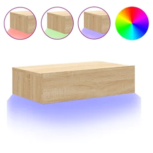 vidaXL Szafka pod telewizor z oświetleniem LED dąb sonoma 60x35x15,5 cm - Szafki RTV - miniaturka - grafika 1