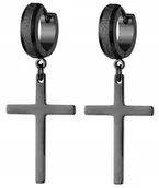 Kolczyki - HUGGIE Kolczyki Do Uszu Ze STALI Krzyż Krzyżyk Gothic Punk Rock - miniaturka - grafika 1