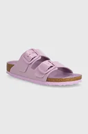 Klapki i japonki damskie - Birkenstock klapki skórzane Arizona Big Buckle damskie kolor fioletowy 1028611 - miniaturka - grafika 1