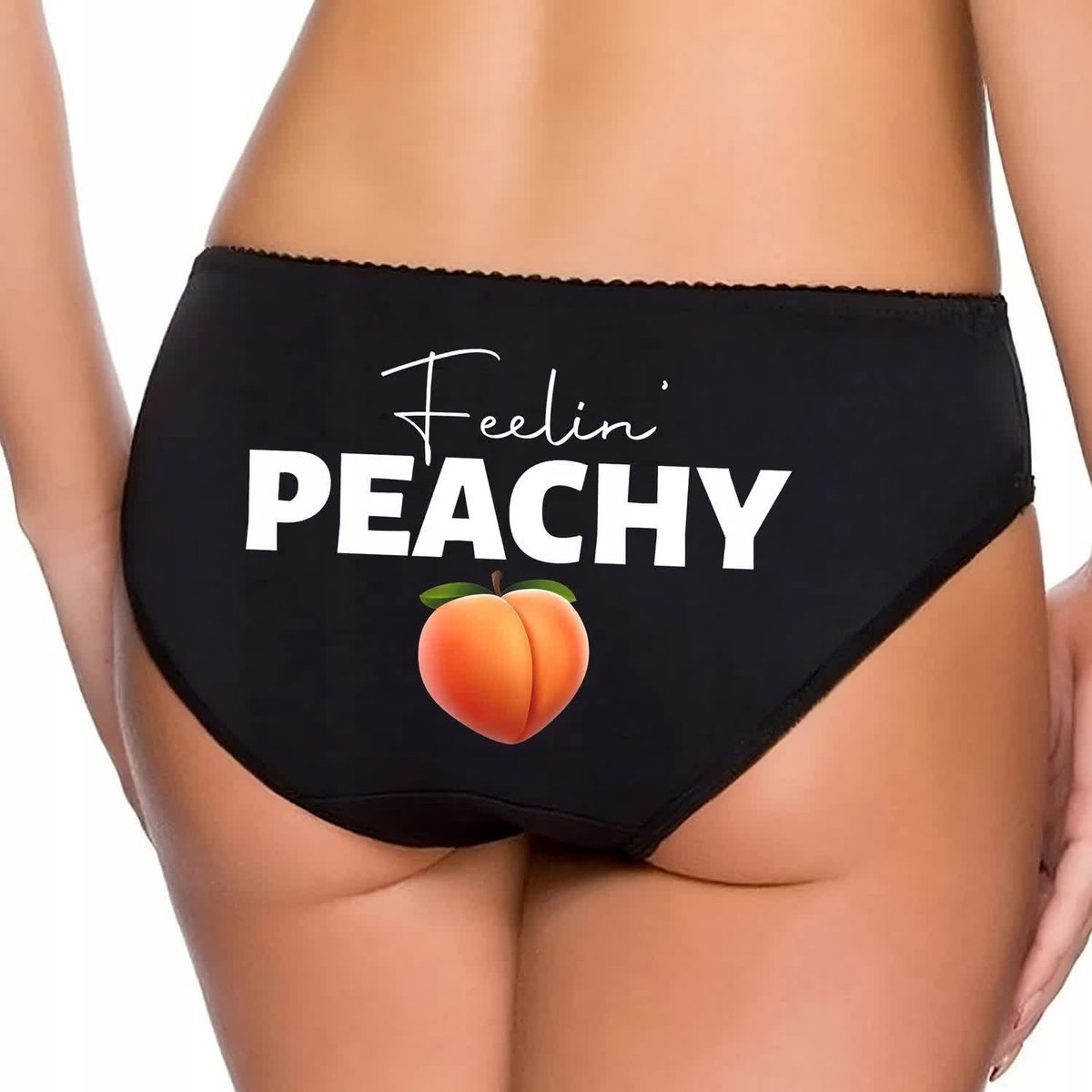 FIGI Damskie Majtki Czarne FEELIN PEACHY Brzoskwinka Słodkie Urocze Wz - M