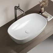 Umywalki - EMKE Umywalka nablatowa 60x41.5x13.5 cm, Owalna Umywalka ceramiczna łazienkowa, brylantowa biel - miniaturka - grafika 1