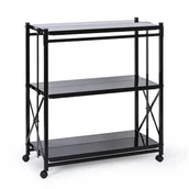 Szafy i regały magazynowe - Składana metalowa półka na kółkach, 1018 x 930 x 405 mm, czarna - miniaturka - grafika 1