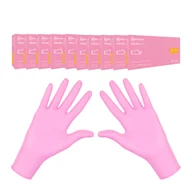 Rękawiczki jednorazowe - Rękawiczki nitrylowe XS różowe Mercator Nitrylex Pink 100sztuk karton 10op - miniaturka - grafika 1