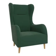 Fotele - Ciemnozielony aksamitny fotel typu uszak Carole – Ropez - miniaturka - grafika 1