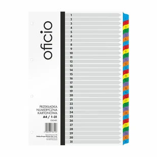 OFICIO Przekładki A4 numeryczne 1-31 laminowane OFICIO - Przekładki do segregatorów - miniaturka - grafika 1