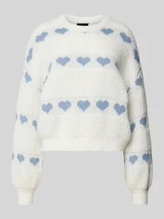 Sweter z dzianiny o kroju regular fit z wzorem dzianinowym w kształcie serca model ‘NOVE’ - Swetry damskie - miniaturka - grafika 1