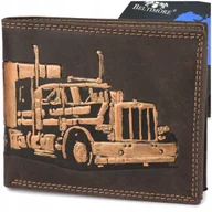 Portfele - Portfel skórzany męski brąz nubuk poziomy skóra ciężarówka RFiD Beltimore R - miniaturka - grafika 1