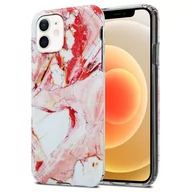 Etui i futerały do telefonów - Pokrowiec Etui Do Apple iPhone 12 / 12 PRO w Biało Różowy Marmur No. 20 Obudowa Case Cover Silikon Plecki Cadorabo - miniaturka - grafika 1
