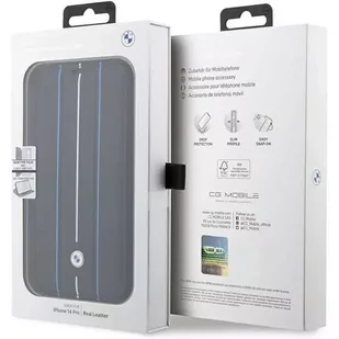 Etui BMW BMBKP14X22RVSK do Apple iPhone 14 Pro Max 6,7" bookcase Leather Stamp Blue Lines - Etui i futerały do telefonów - miniaturka - grafika 2