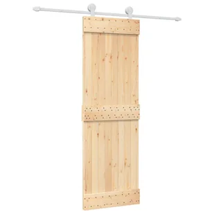 Drzwi przesuwne z osprzętem, 70x210 cm, lite drewno sosnowe 8721012081413 - Drzwi wewnętrzne - miniaturka - grafika 3