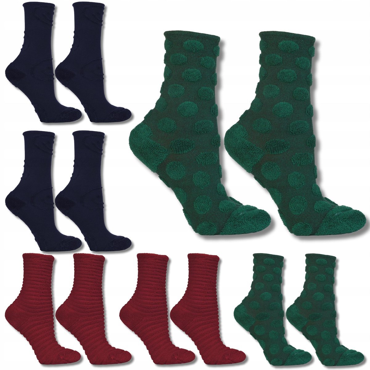 DŁUGIE CIEPŁE SKARPETY DAMSKIE BAWEŁNIANE TERMO SKARPETKI 6-PAK MORAJ 35-38