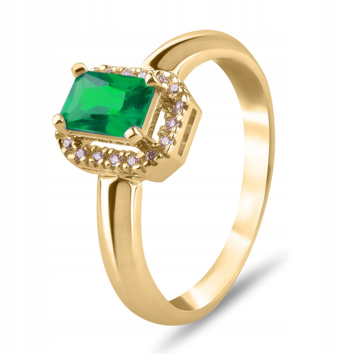 ZŁOTY PIERŚCIONEK ZE SZMARAGDOWYM KAMIENIEM 333