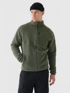 Koszulki sportowe męskie - Męski polar sherpa bez kaptura 4F 4FRAW24TFLEM360 - oliwkowy/khaki - miniaturka - grafika 1