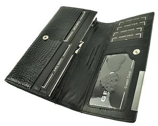 Portfel Damski Skórzany GREGORIO Długi Max Z Klamrą Lakierowany GF-100 CZARNY RFID 18,5 x 9,5 x 3,5 [cm] - Portfele - miniaturka - grafika 5