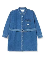Sukienki - Calvin Klein Jeans Damska sukienka koszulowa z paskiem plus denim, Dżinsowa lekka, XXL - miniaturka - grafika 1