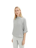 Bluzki damskie - TOM TAILOR Damski Bluzka ze stójką 1034029, 30282 - Concrete Grey Melange, 42 - miniaturka - grafika 1