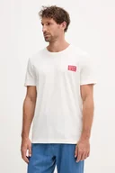 Koszulki męskie - Joop! t-shirt bawełniany męski kolor beżowy z nadrukiem 30047004 - miniaturka - grafika 1