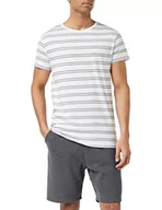 Koszulki męskie - Urban Classics Męski T-shirt z wielokolorowymi paskami poprzecznymi Multicolor Stripe Tee, wielokolorowy (White/Black/Skyblue/Firered 01687), S - miniaturka - grafika 1