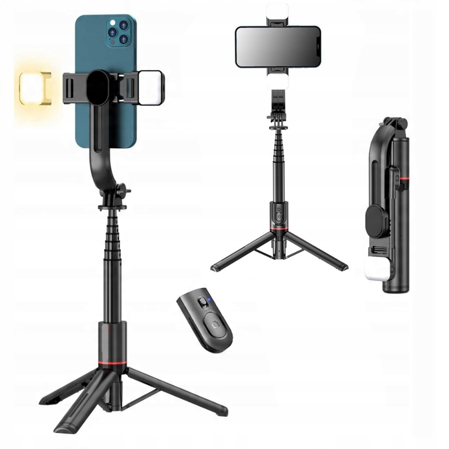 Statyw do selfie Bluetooth 360° obrotowy 3w1 zestaw uniwersalny