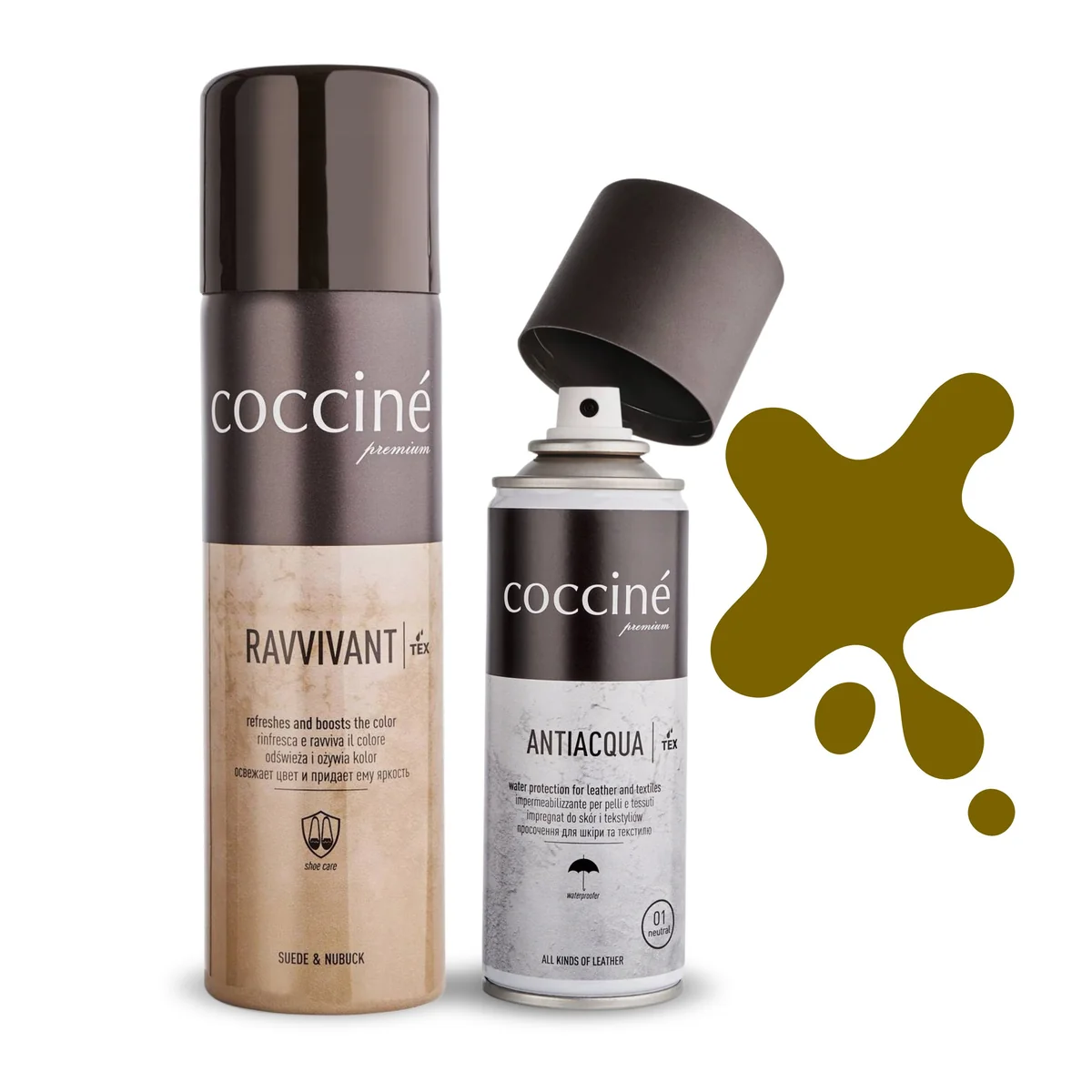 Spray Renowator do Zamszu Nubuku Khaki z Impregnatem Uniwersalnym Zestaw