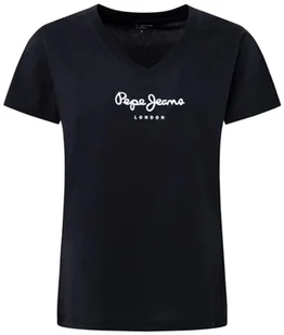 Pepe Jeans Damska koszulka Wendys z dekoltem w serek, czarny (czarny), XS - Koszulki i topy damskie - miniaturka - grafika 1