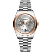 Zegarki damskie - Adriatica zegarek damski srebrn0-złoto różowe z fazami ksieżyca A3802.R117QF - miniaturka - grafika 1
