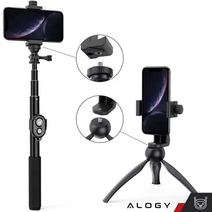 Uchwyt adapter na telefon do statywu selfie stick 1/4 Obrotowy 360 uniwersalny Alogy czarny - Selfie stick - miniaturka - grafika 2