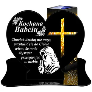ZNICZ SOLARNY LED WIECZNY PODSTAWKA NA CMENTARZ GRÓB lampka Serce 3D DLA BABCI - Lampiony i znicze - miniaturka - grafika 1