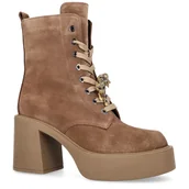 Botki damskie - Sznurowane botki ze skóry - KARINO 5323 BRĄZOWE - miniaturka - grafika 1