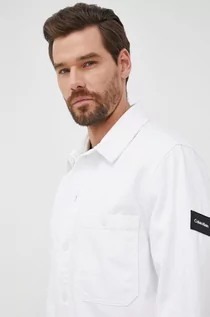 Koszule męskie - Calvin Klein koszula jeansowa męska kolor biały regular - grafika 1