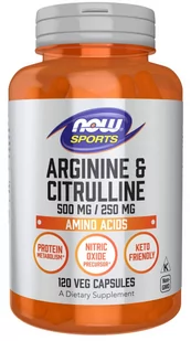 NOW Arginine & Citrulline 120caps(500mg/250mg) - Aminokwasy - miniaturka - grafika 1