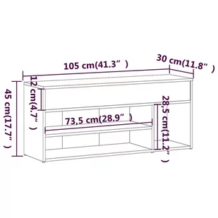 Lumarko Ławka z miejscem na buty, szary dąb sonoma, 105x30x45 cm - Szafki na buty - miniaturka - grafika 1