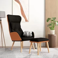Fotele - Lumarko Fotel z podnóżkiem, czarny, obity sztuczną skórą i tkaniną - miniaturka - grafika 1